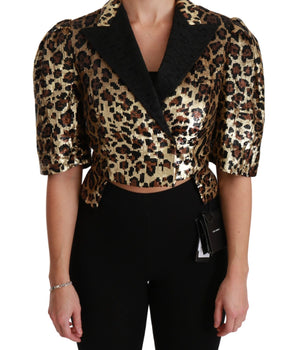 Dolce & Gabbana Gold Leopard Print Short Sleeve Blazer Dolce & Gabbana 