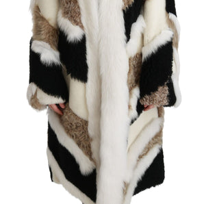 Dolce &amp; Gabbana Elegant Multicolor Shearling Cape Coat