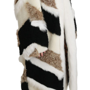 Dolce & Gabbana Elegant Multicolor Shearling Cape Coat