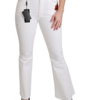Dolce & Gabbana White Heart Flared Stretch Cotton Pants Dolce & Gabbana 