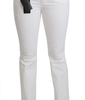 Dolce & Gabbana White Heart Flared Stretch Cotton Pants Dolce & Gabbana 