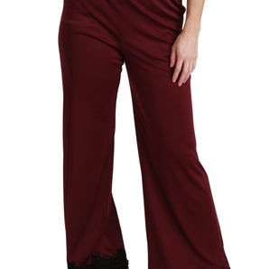 Dolce &amp; Gabbana Elegant Maroon High Waist Wide Leg Trousers