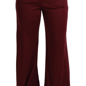 Dolce &amp; Gabbana Elegant Maroon High Waist Wide Leg Trousers