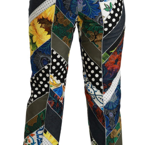 Dolce &amp; Gabbana Elegantes pantalones rectos multicolores de cintura alta