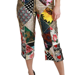 Dolce &amp; Gabbana Elegant High Waist Cropped Silk Blend Trousers