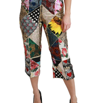 Dolce & Gabbana Silk Multicolor Print High Waist Cropped Pants Dolce & Gabbana 