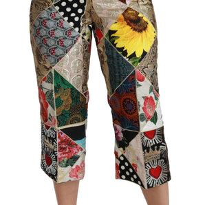 Dolce &amp; Gabbana Elegant High Waist Cropped Silk Blend Trousers