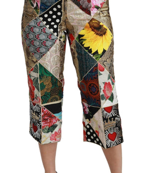 Dolce & Gabbana Silk Multicolor Print High Waist Cropped Pants Dolce & Gabbana 