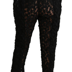 Dolce &amp; Gabbana Chic Tapered High Waist Lace Pants