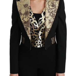 Dolce &amp; Gabbana Opulent Conjunto de chaqueta y chaleco con estampado floral en negro y dorado