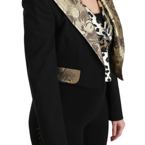 Dolce &amp; Gabbana Opulent Conjunto de chaqueta y chaleco con estampado floral en negro y dorado