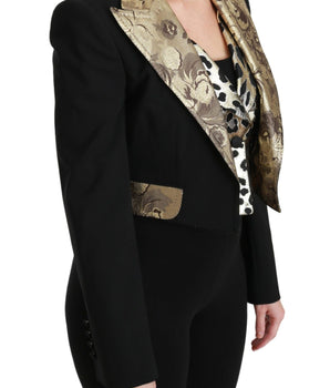 Dolce & Gabbana Opulent Black Gold Floral Jacket and Vest Ensemble Dolce & Gabbana 