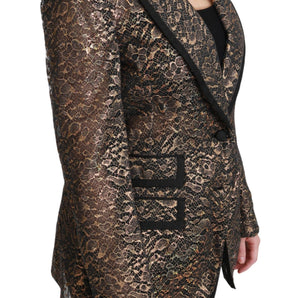 Dolce & Gabbana Elegant Gold Floral Lace Blazer Jacket