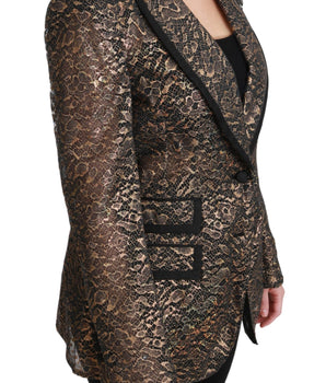 Dolce &amp; Gabbana Elegante chaqueta tipo blazer con encaje floral dorado