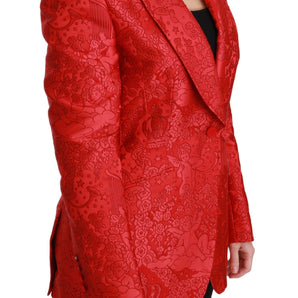 Dolce &amp; Gabbana Red Floral Angel Pattern Blazer