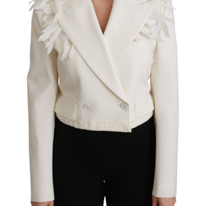 Dolce & Gabbana Elegant White Double Breasted Blazer Jacket