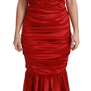 Dolce & Gabbana Exquisite Red Silk Fit and Flare Midi Dress