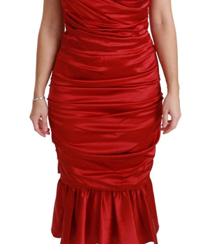 Dolce & Gabbana Exquisite Red Silk Fit and Flare Midi Dress Dolce & Gabbana 