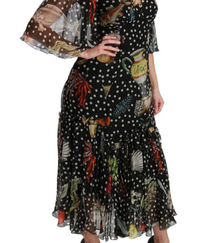 Dolce & Gabbana Elegant Silk Pleated A-Line Maxi Dress Dolce & Gabbana 