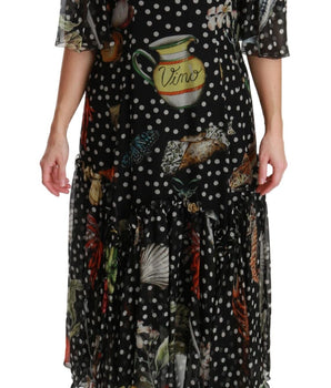 Dolce & Gabbana Elegant Silk Pleated A-Line Maxi Dress Dolce & Gabbana 