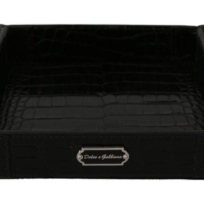 Dolce & Gabbana Elegant Black Exotic Skin Entry Tray