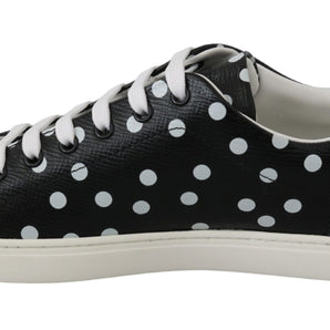 Dolce & Gabbana Black Polka Dotted Leather Sneakers Dolce & Gabbana 