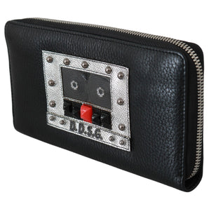 Dolce & Gabbana Elegant Black Leather Zip Continental Wallet Dolce & Gabbana 