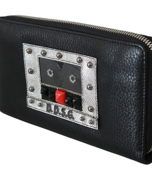Dolce & Gabbana Elegant Black Leather Zip Continental Wallet Dolce & Gabbana 