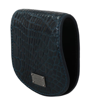 Dolce &amp; Gabbana Blue Exotic Skins Condom Case Holder Pocket