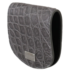 Dolce &amp; Gabbana Exotic Gray Leather Condom Case Wallet