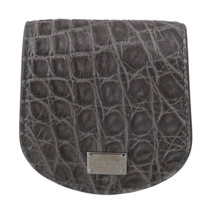 Dolce &amp; Gabbana Exotic Gray Leather Condom Case Wallet