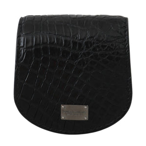 Dolce &amp; Gabbana Sleek Black Leather Coin Case Wallet