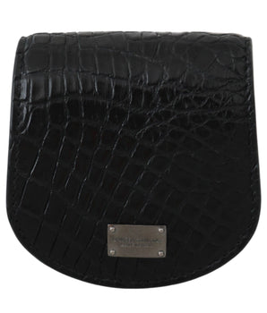 Dolce &amp; Gabbana Black Exotic Skin Pocket Condom Case Holder