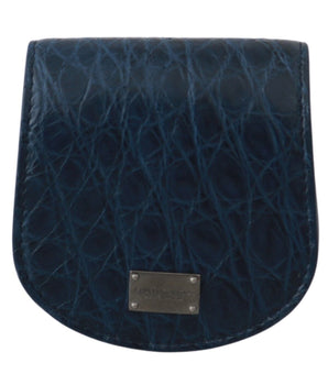 Dolce & Gabbana Elegant Blue Caimano Leather Condom Case Wallet Dolce & Gabbana 