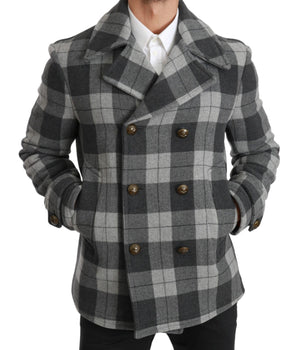 Dolce & Gabbana Gray Check Wool Cashmere Coat Jacket