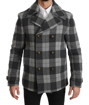 Dolce & Gabbana Gray Check Wool Cashmere Coat Jacket