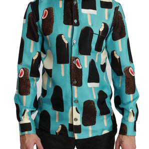 Dolce & Gabbana Exclusive Silk Blend Ice-Cream Print Shirt