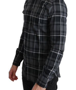 Dolce & Gabbana Elegant Gray Checkered Martini Dress Shirt Dolce & Gabbana 