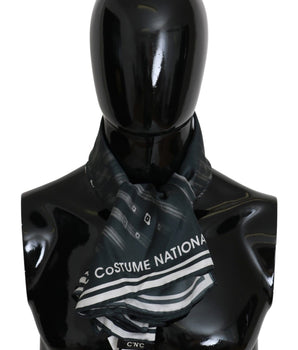 Costume National Elegant Silk Printed Blue Scarf Costume National 