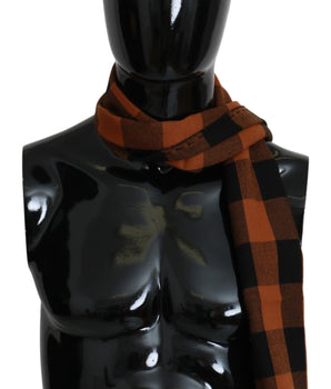 Costume National Chic Orange Check Wool Blend Scarf Costume National 