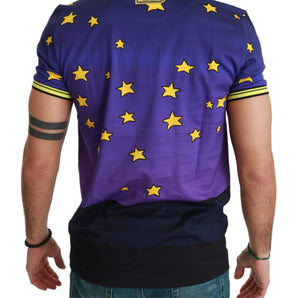 Dolce &amp; Gabbana Purple Cotton Round Neck T-Shirt with Pig Motif