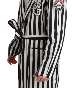 Dolce & Gabbana Elegant Belted Robe Nightgown in Black & White Dolce & Gabbana 