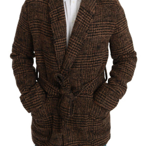 Dolce & Gabbana Elegant Brown Alpaca Blend Belted Cape Jacket