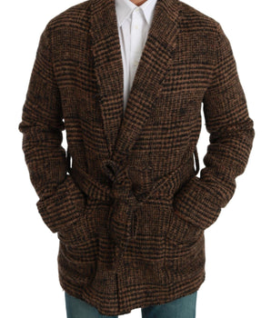 Dolce & Gabbana Elegant Brown Alpaca Blend Belted Cape Jacket Dolce & Gabbana 