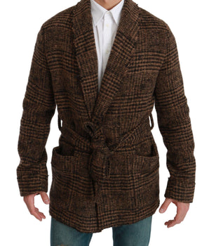 Dolce & Gabbana Elegant Brown Alpaca Blend Belted Cape Jacket Dolce & Gabbana 
