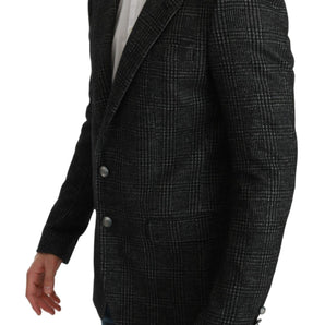 Dolce &amp; Gabbana Elegant Gray Plaid Slim Fit Blazer