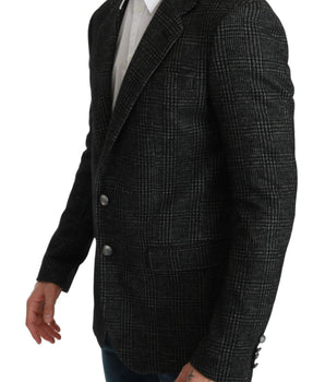 Dolce & Gabbana Elegant Gray Plaid Slim Fit Blazer Dolce & Gabbana 