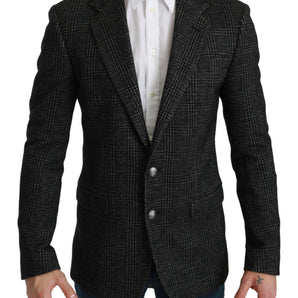 Dolce &amp; Gabbana Elegant Gray Plaid Slim Fit Blazer