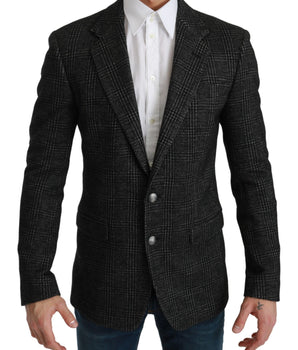 Dolce & Gabbana Elegant Gray Plaid Slim Fit Blazer Dolce & Gabbana 