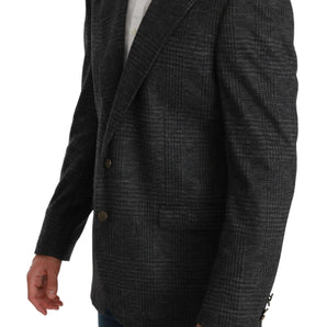 Dolce & Gabbana Elegant Gray Plaid Virgin Wool Blazer